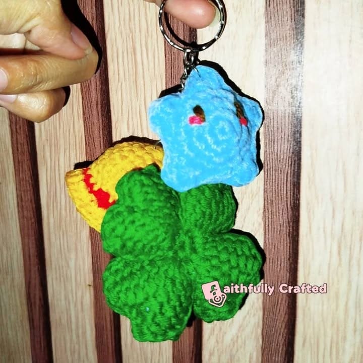 One wasn’t enough… so I linked them all together — handmade crochet keychains by Faith