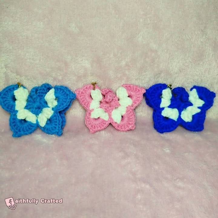 Fluttering through the day like a B-U-T-T-E-R-F-L-Y! — handmade crochet keychains by Faith