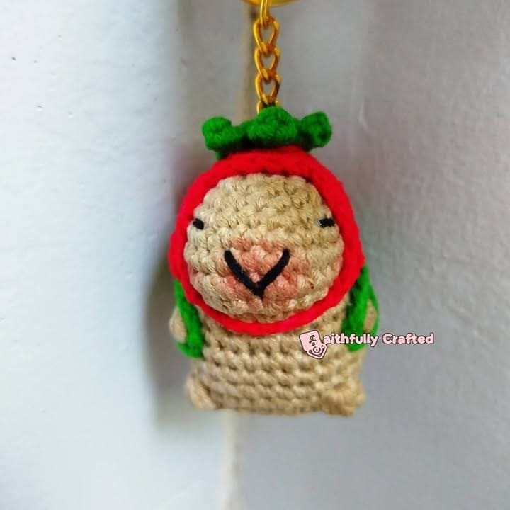 A little berry-cute cappy — handmade crochet keychains by Faith