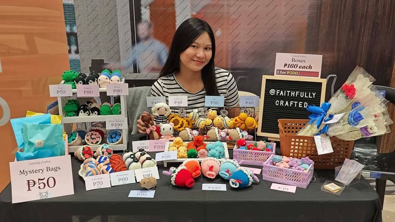 A little throw back of my Mother's Day bazaar — handmade crochet behind the scenes by Faith