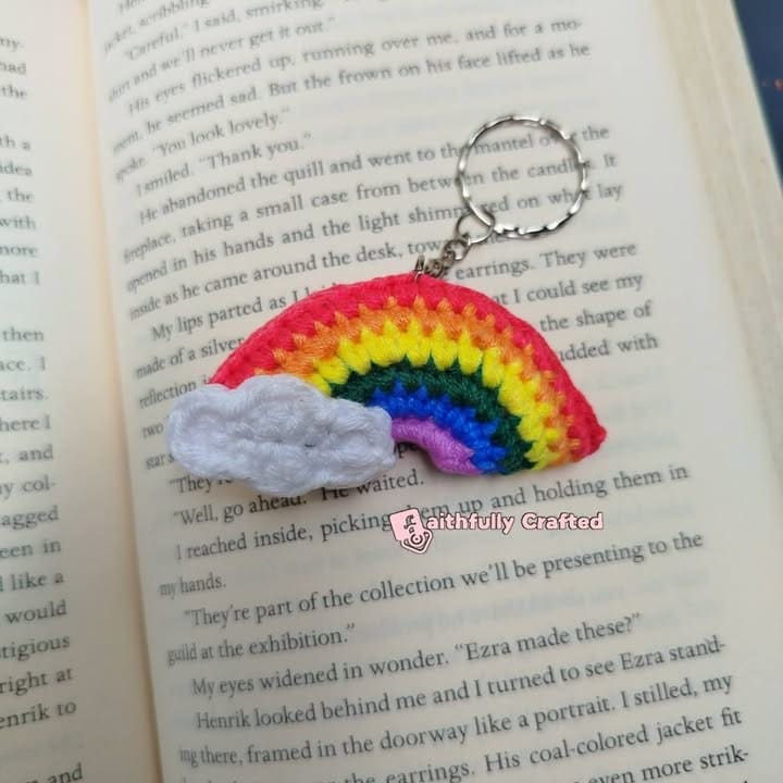 "Life is like a rainbow – embrace all its colors." — handmade crochet keychains by Faith