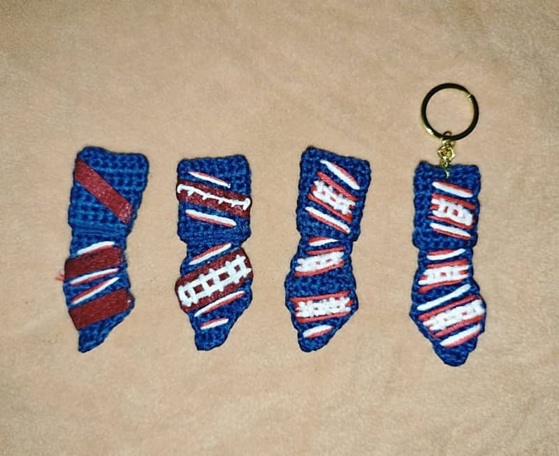 After many rounds of sampling and redesigning, we’re proud to finally — handmade crochet keychains by Faith