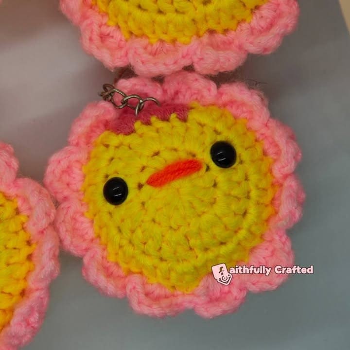 Meet the cutest flower in the coop! — handmade crochet keychains by Faith
