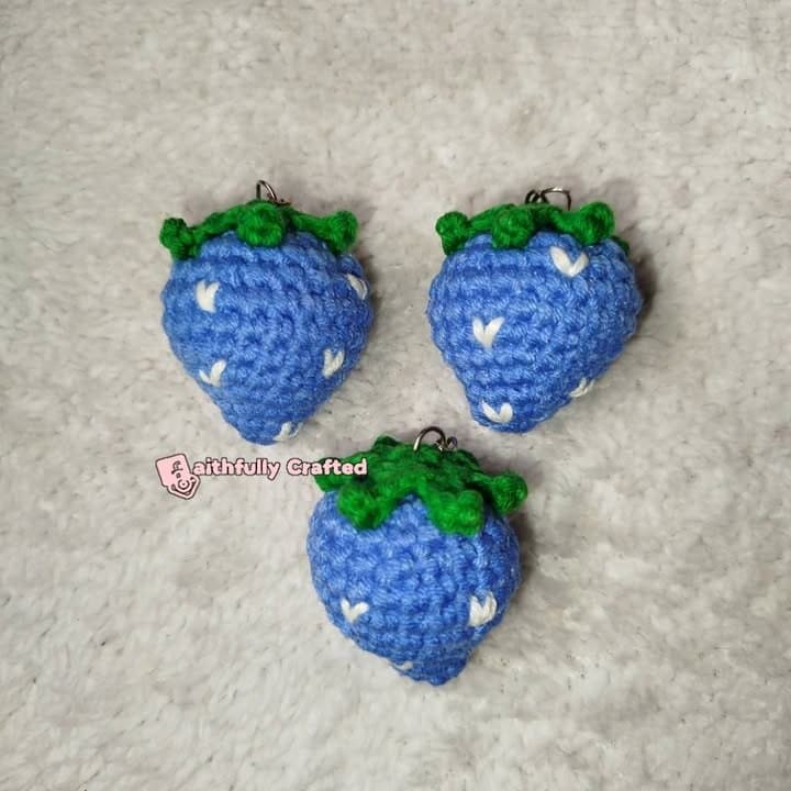 One strawberry = instant charm — handmade crochet keychains by Faith