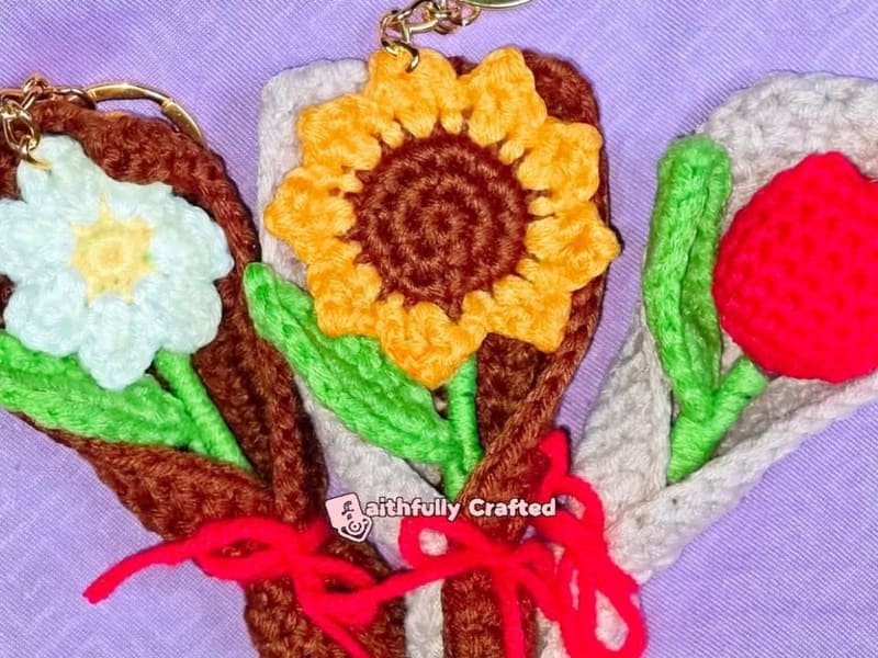 With Valentine’s Day just around the corner, these flower keychains are — handmade crochet gifts by Faith