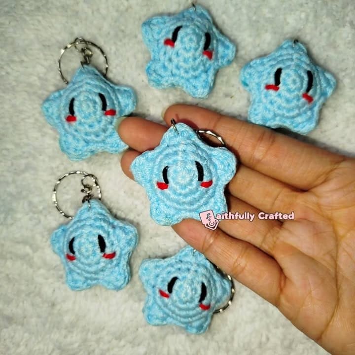 Twinkling in shades of blue — handmade crochet stars by Faith